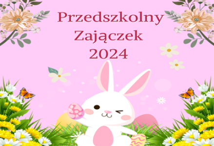 grupa dzieci z przedszkola podczas poszukiwań wielkanocnego zajączka