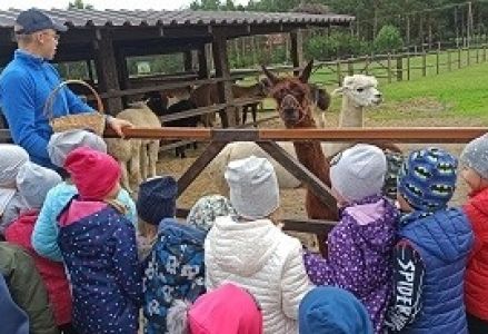 dzieci zgromadzone wokół przewodnika